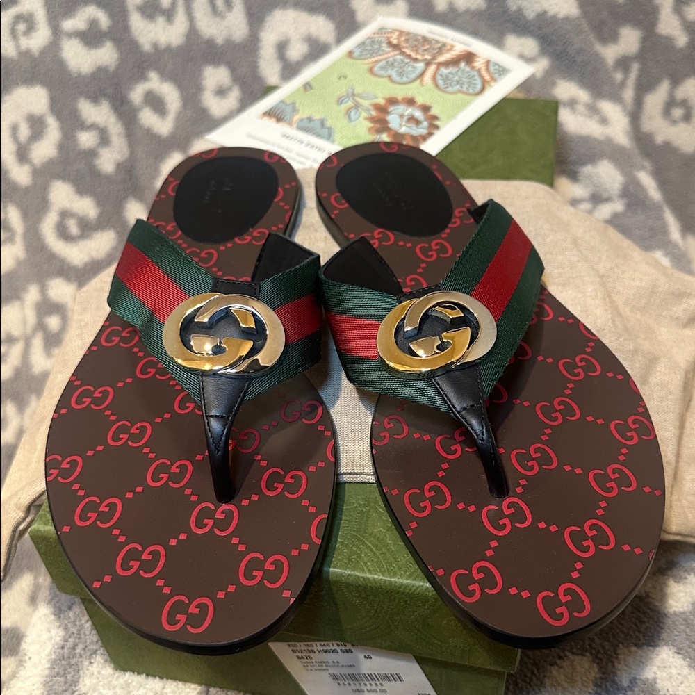 Authentic Gucci Kika Two Tone Double GG Sandals 🩴 😍😍 New & Never Worn 🥰🥰